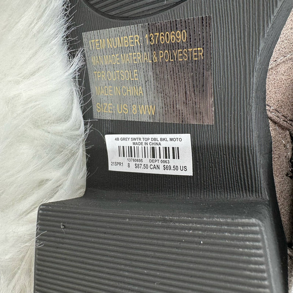 NWOB Torrid size 8 zip up mid calf boots taupe wide calf double buckle moto - Picture 6 of 7